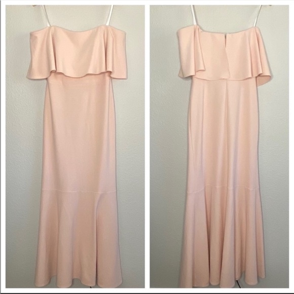 ANTHRO BHLDN DARA OFF SHOULDER FLOUNCE MAXI DRESS size 8 - Picture 4 of 11